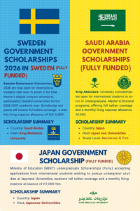 Sweden Japan Saudi Arabia Scholarships Fully Funded
